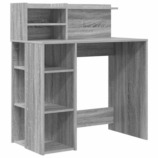 Desk with Shelf Grey Sonoma 90 x 48 x 101.5 cm Engineered Wood Desk with Shelf Grey Sonoma 90 x 48 x 101.5 cm Engineered Wood