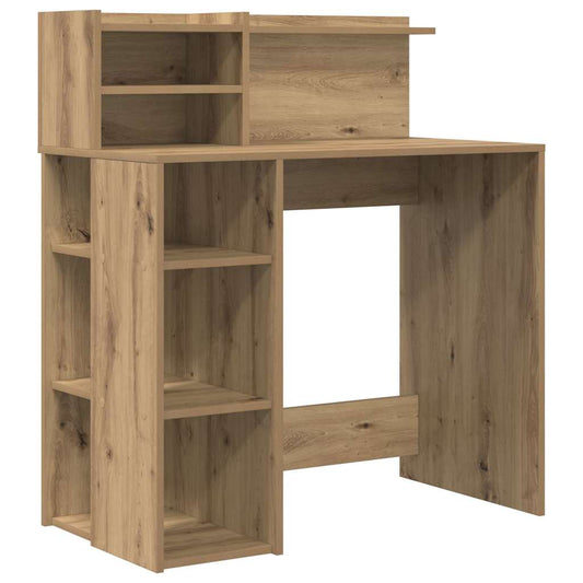 Desk with Shelf Artisan Oak 90 x 48 x 101.5 cm Engineered Wood Desk with Shelf Artisan Oak 90 x 48 x 101.5 cm Engineered Wood