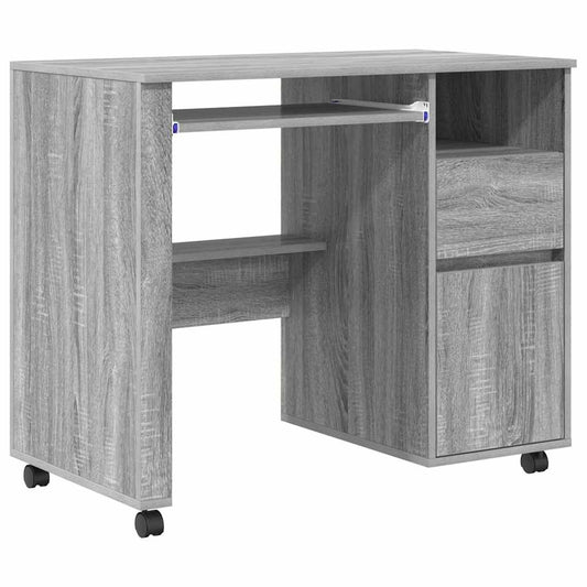 Desk with Wheels Grey Sonoma 91 x 50 x 77 cm Engineered Wood Desk with Wheels Grey Sonoma 91 x 50 x 77 cm Engineered Wood