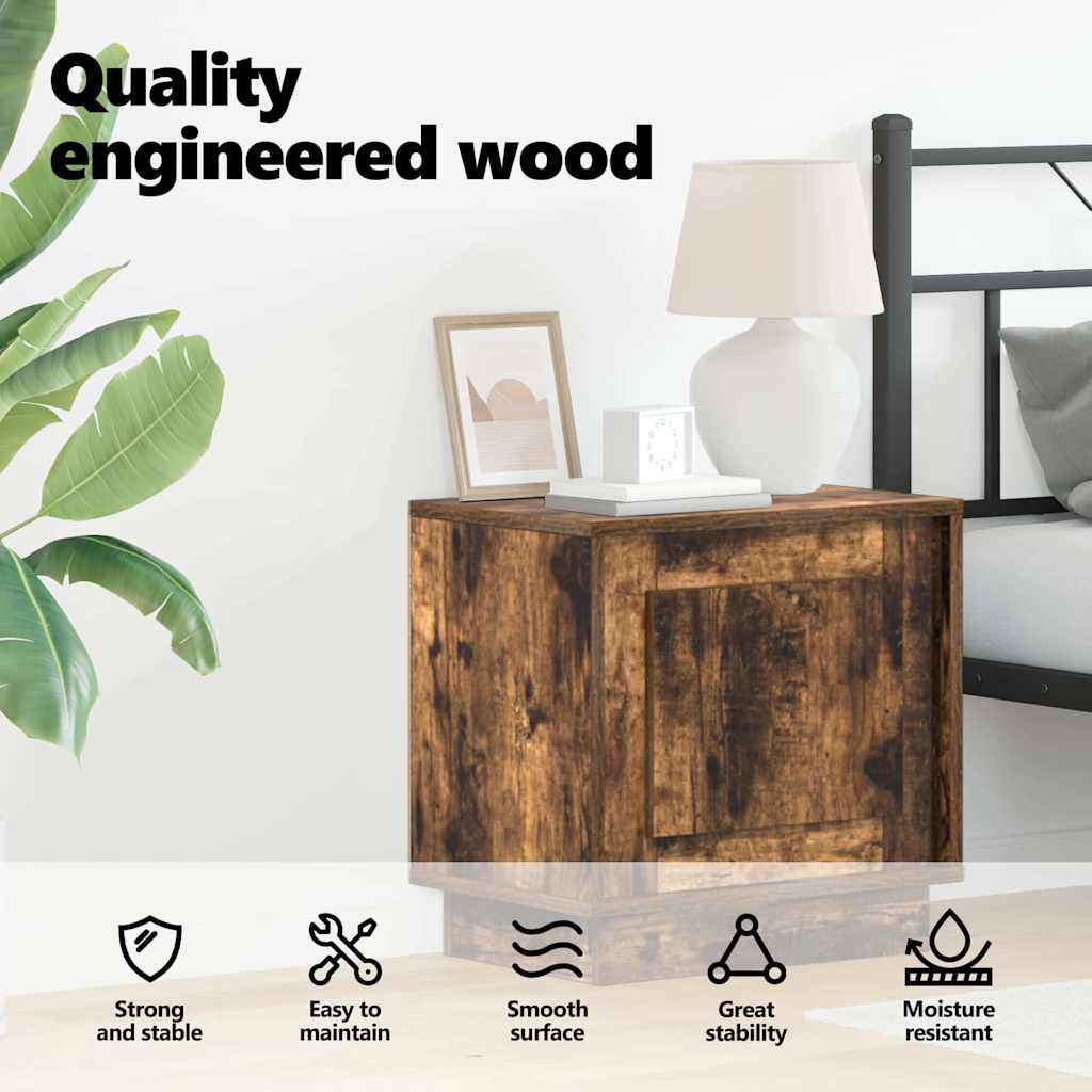 Bedside Cabinet Smoked Oak 44 x 34.5 x 45 cm Engineered Wood