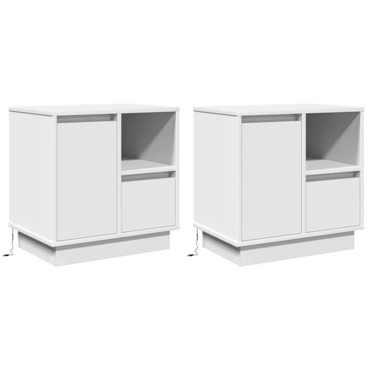 Bedside Cabinet 2 pcs White 50 x 34.5 x 50 cm Engineered wood Bedside Cabinet 2 pcs White 50 x 34.5 x 50 cm Engineered wood