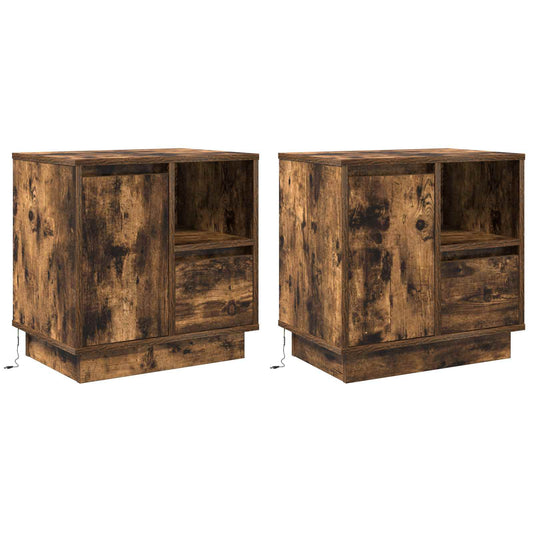 Bedside Cabinet with Drawer 2 pcs Smoked Oak 50 x 34.5 x 50 cm Bedside Cabinet with Drawer 2 pcs Smoked Oak 50 x 34.5 x 50 cm