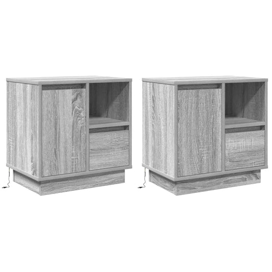 Bedside Cabinet 2 pcs Grey 50 x 34.5 x 50 cm Engineered wood Bedside Cabinet 2 pcs Grey 50 x 34.5 x 50 cm Engineered wood