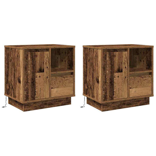 Bedside Cabinet with Drawer 2 pcs Old Wood 50 x 34.5 x 50 cm Bedside Cabinet with Drawer 2 pcs Old Wood 50 x 34.5 x 50 cm