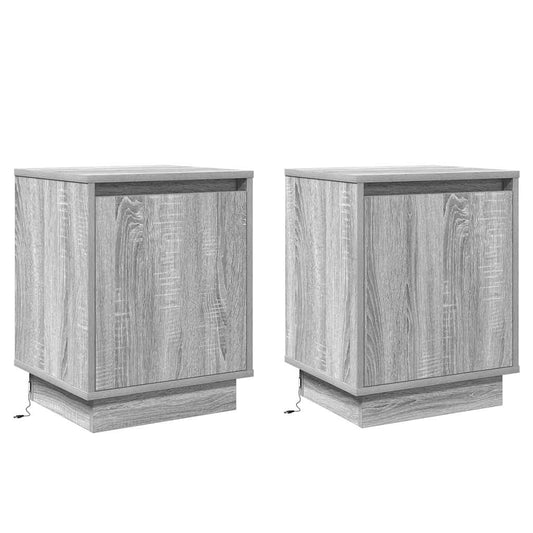 Bedside Cabinet 2 pcs Grey 39 x 34.5 x 50 cm Engineered wood Bedside Cabinet 2 pcs Grey 39 x 34.5 x 50 cm Engineered wood