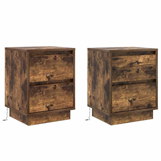 Bedside Cabinet with Drawer 2 pcs Smoked Oak 39 x 34.5 x 50 cm Bedside Cabinet with Drawer 2 pcs Smoked Oak 39 x 34.5 x 50 cm