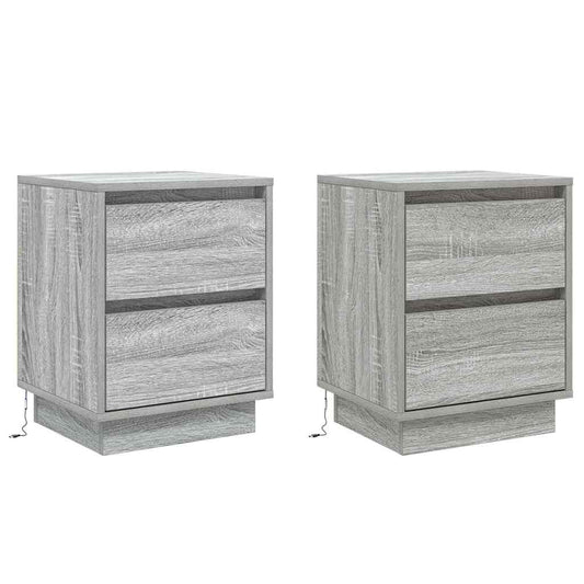Bedside Cabinet 2 pcs Grey 39 x 34.5 x 50 cm Engineered wood Bedside Cabinet 2 pcs Grey 39 x 34.5 x 50 cm Engineered wood
