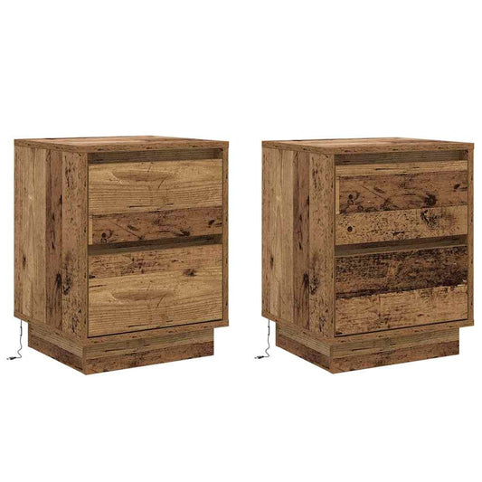 Bedside Cabinet with Drawer 2 pcs Old Wood 39 x 34.5 x 50 cm Bedside Cabinet with Drawer 2 pcs Old Wood 39 x 34.5 x 50 cm
