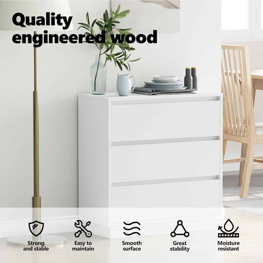 Bedside Cabinet White 71 x 34.5 x 75 cm Engineered wood