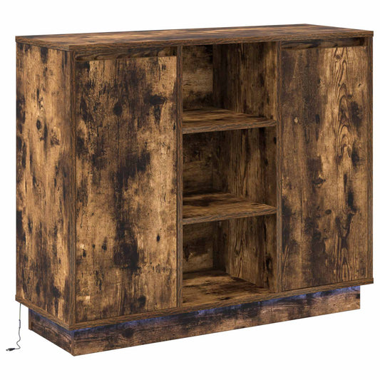 LED Sideboard Smoked Oak 90 x 32 x 75 cm Engineered Wood LED Sideboard Smoked Oak 90 x 32 x 75 cm Engineered Wood