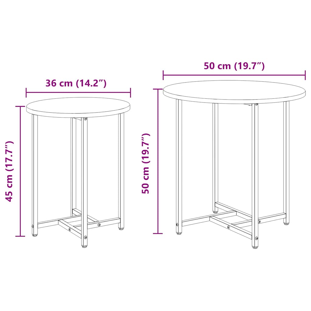 Side Table Set 2 pcs Smoked Oak and Black
