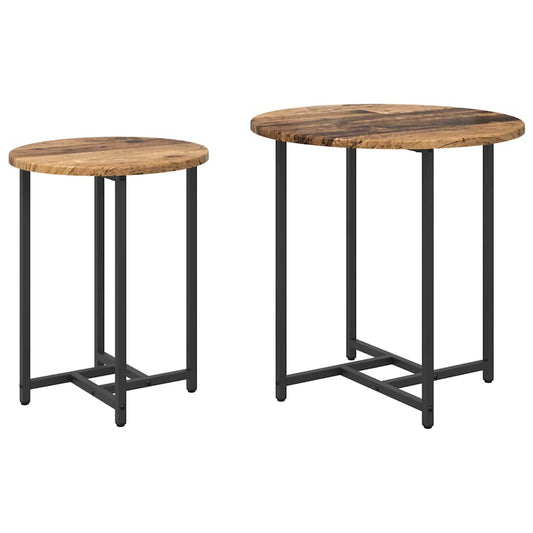 Side Table Set 2 pcs Old Wood and Black 50 x 50 x 50 cm Side Table Set 2 pcs Old Wood and Black 50 x 50 x 50 cm