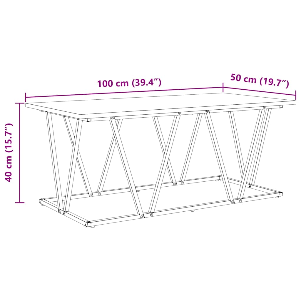 Coffee Table Grey 100 x 50 x 40 cm Engineered Wood and Metal