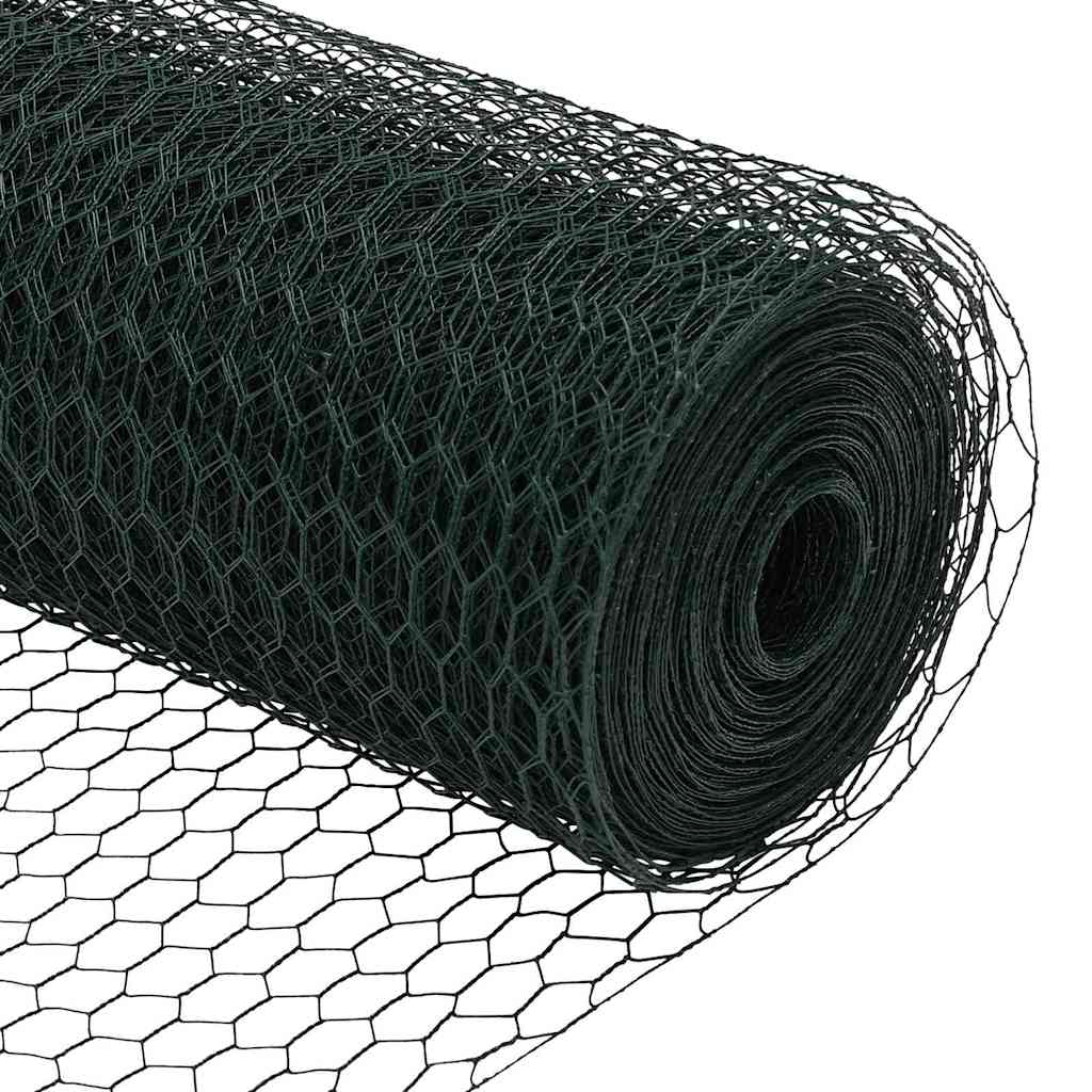 Hexagonal Fence with Post 10 x 0.4 m PVC-Coated Steel Green
