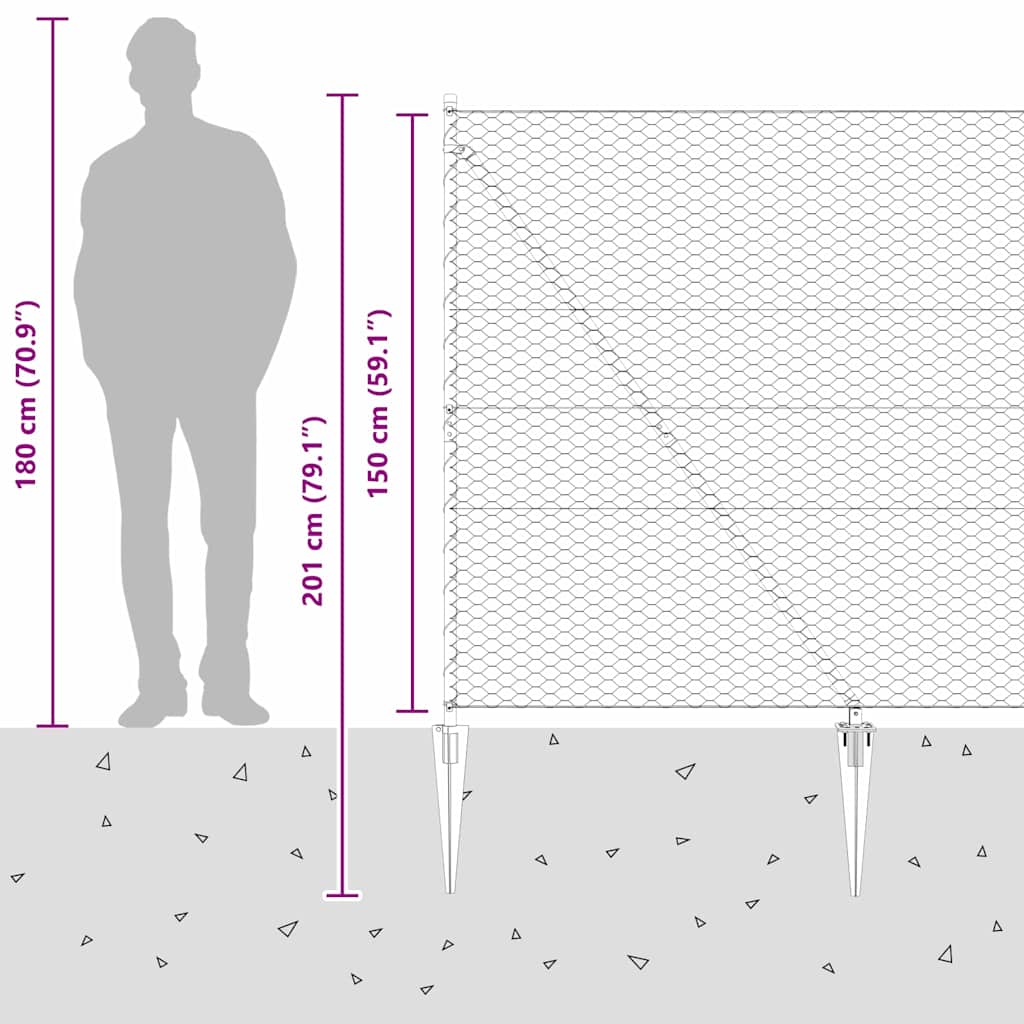 Welded Wire Fence with Spikes 50 x 1.5 m (W x H)