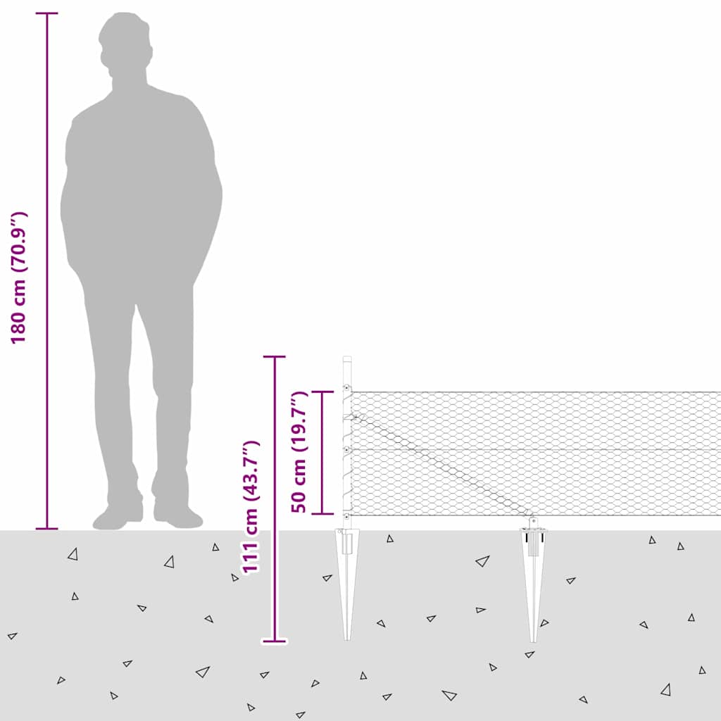 Welded Wire Fence with Spikes 100 x 0.5 m (W x H)