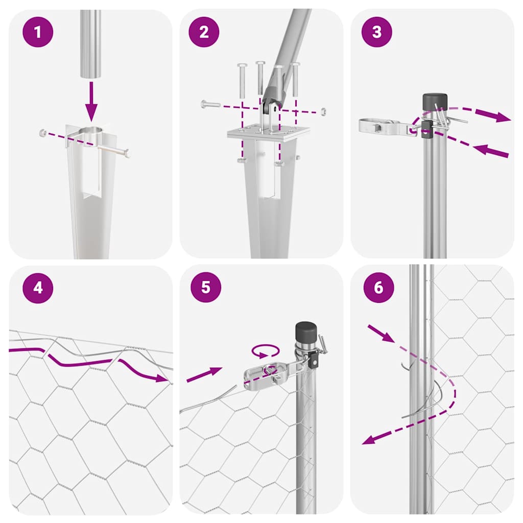 Fence Post Silver 100 x 1 m (25 mm mesh) Steel