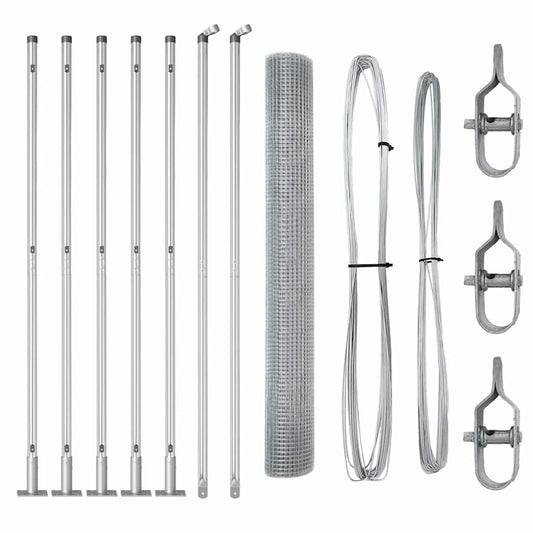 Welded Wire Fence with Concrete Base 10 x 1 m Galvanised Steel Welded Wire Fence with Concrete Base 10 x 1 m Galvanised Steel