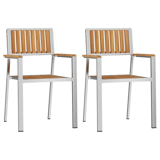 Garden Chair 2 pcs Brown 56 x 54.5 x 87 cm Solid Teak Wood Garden Chair 2 pcs Brown 56 x 54.5 x 87 cm Solid Teak Wood