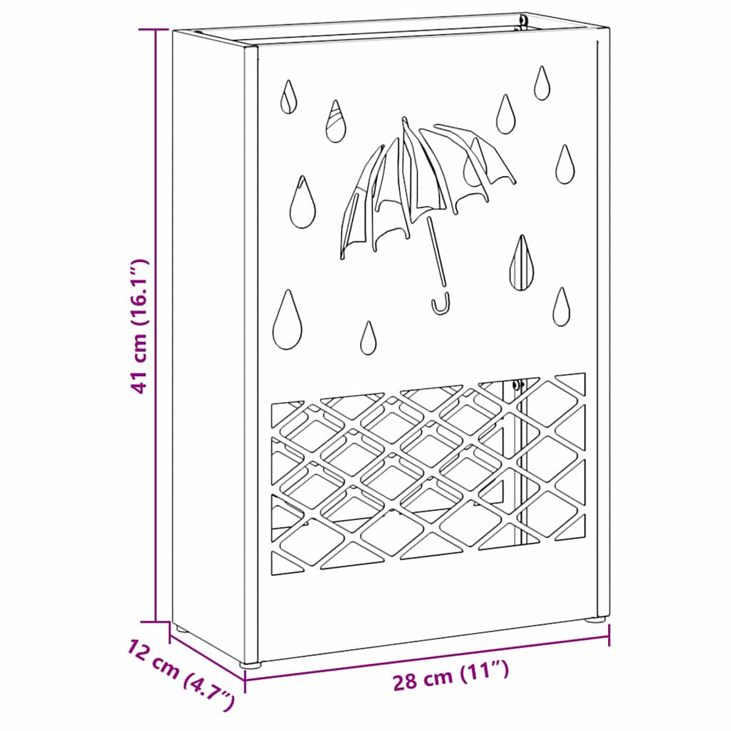 Umbrella Stand Anthracite 28 x 12 x 41 cm Steel