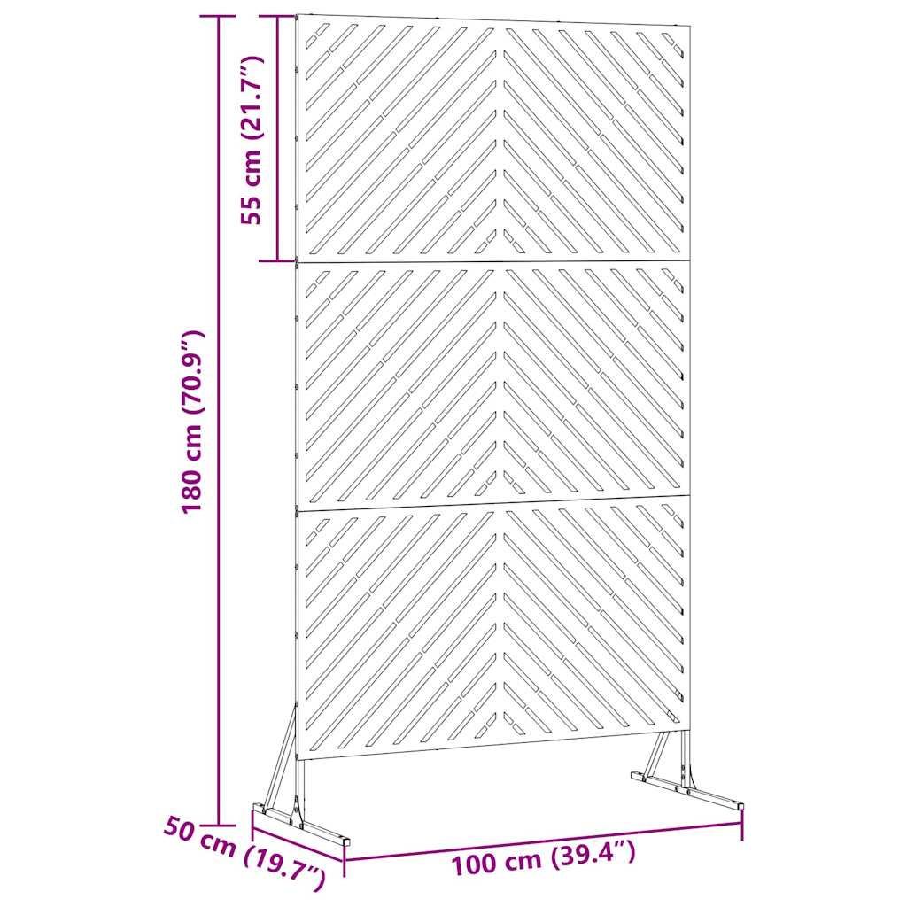 Privacy Screen White 100 x 50 x 180 cm Steel
