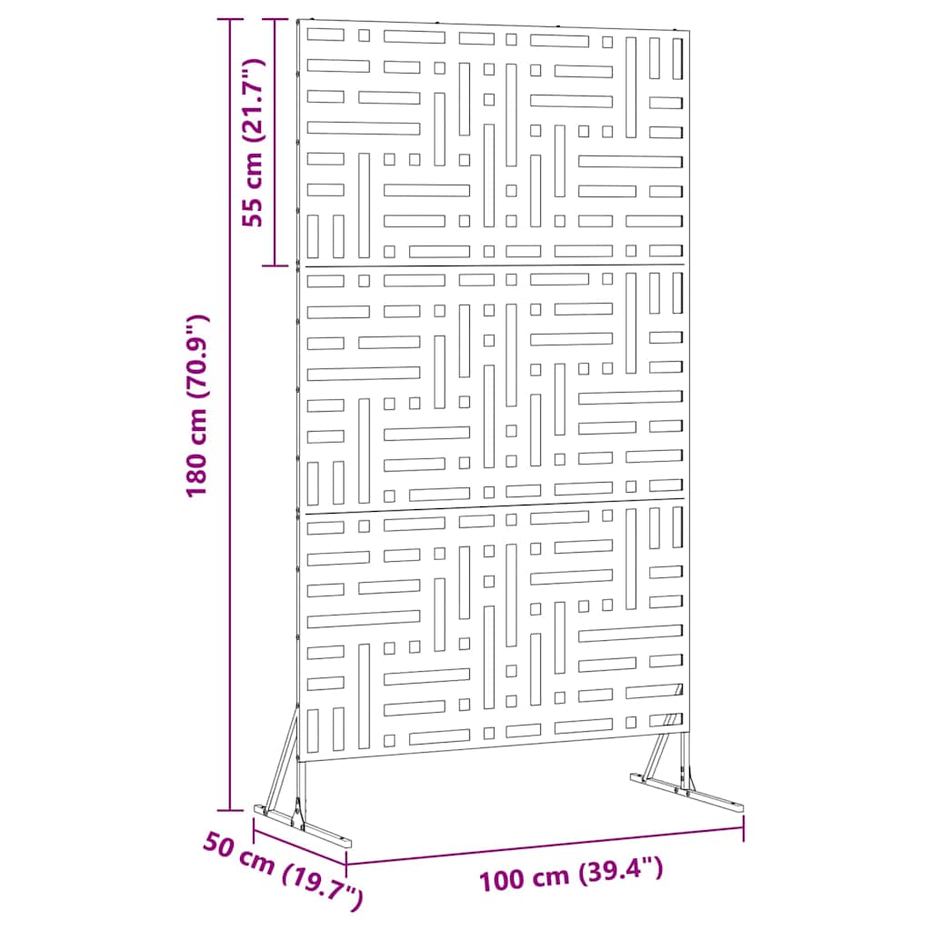 Privacy Screen Black 100 x 50 x 180 cm Steel