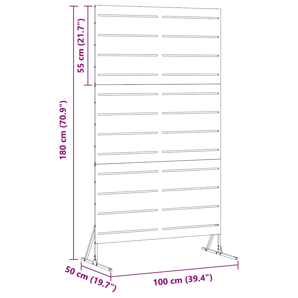 Privacy Screen White 100 x 50 x 180 cm Steel