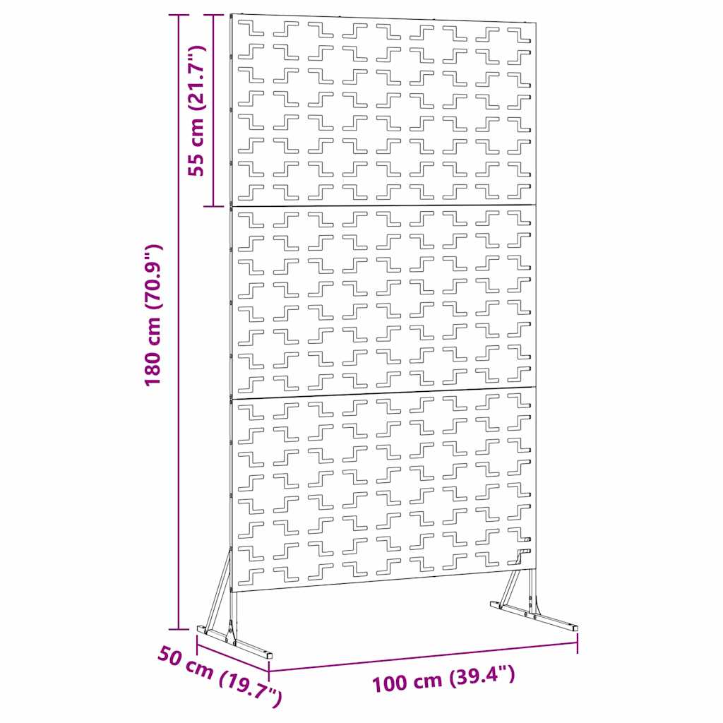 Privacy Screen White 100 x 50 x 180 cm Steel