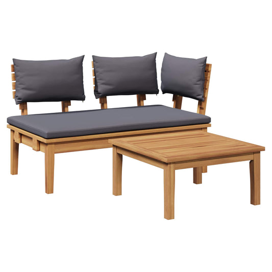 Garden Bench and Table Set 2 pcs Grey and Brown Solid Teak wood Garden Bench and Table Set 2 pcs Grey and Brown Solid Teak wood