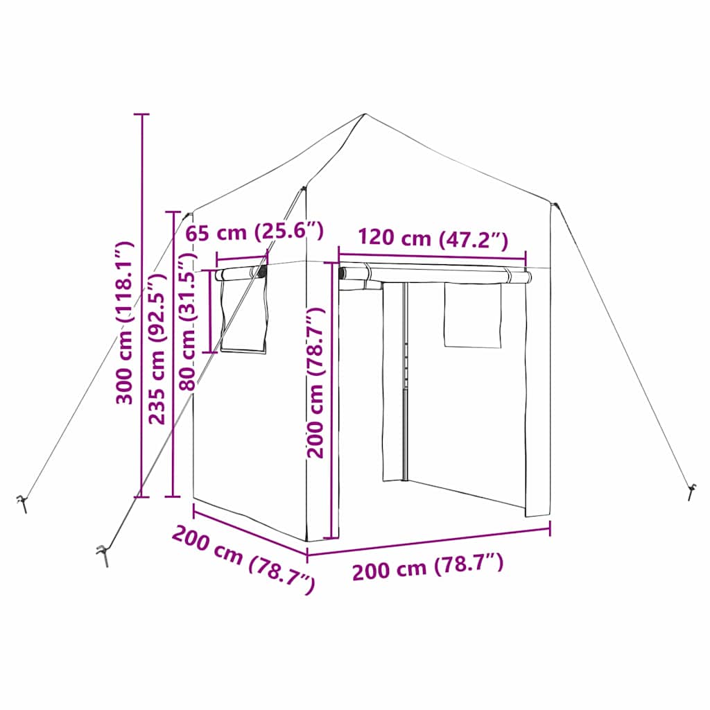 Greenhouse with Pop-up Frame Green 200 x 200 x 300 cm Iron