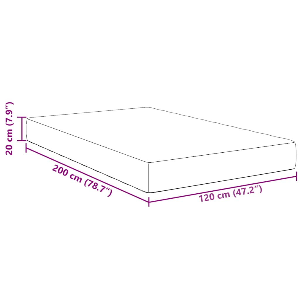 Bed Mattress with Mattress Cream 120 x 200 cm Fabric