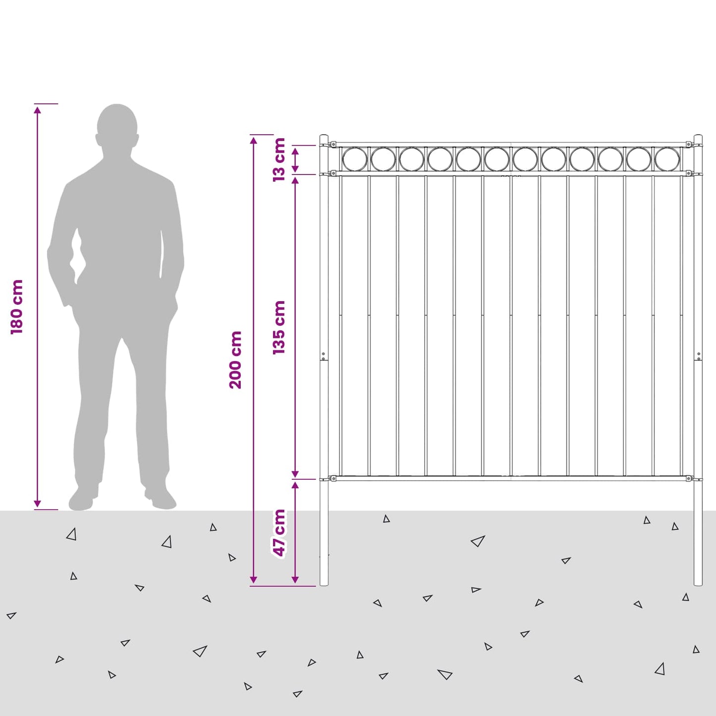 Fence Element ASSEN Grey 170 x 200 cm Steel