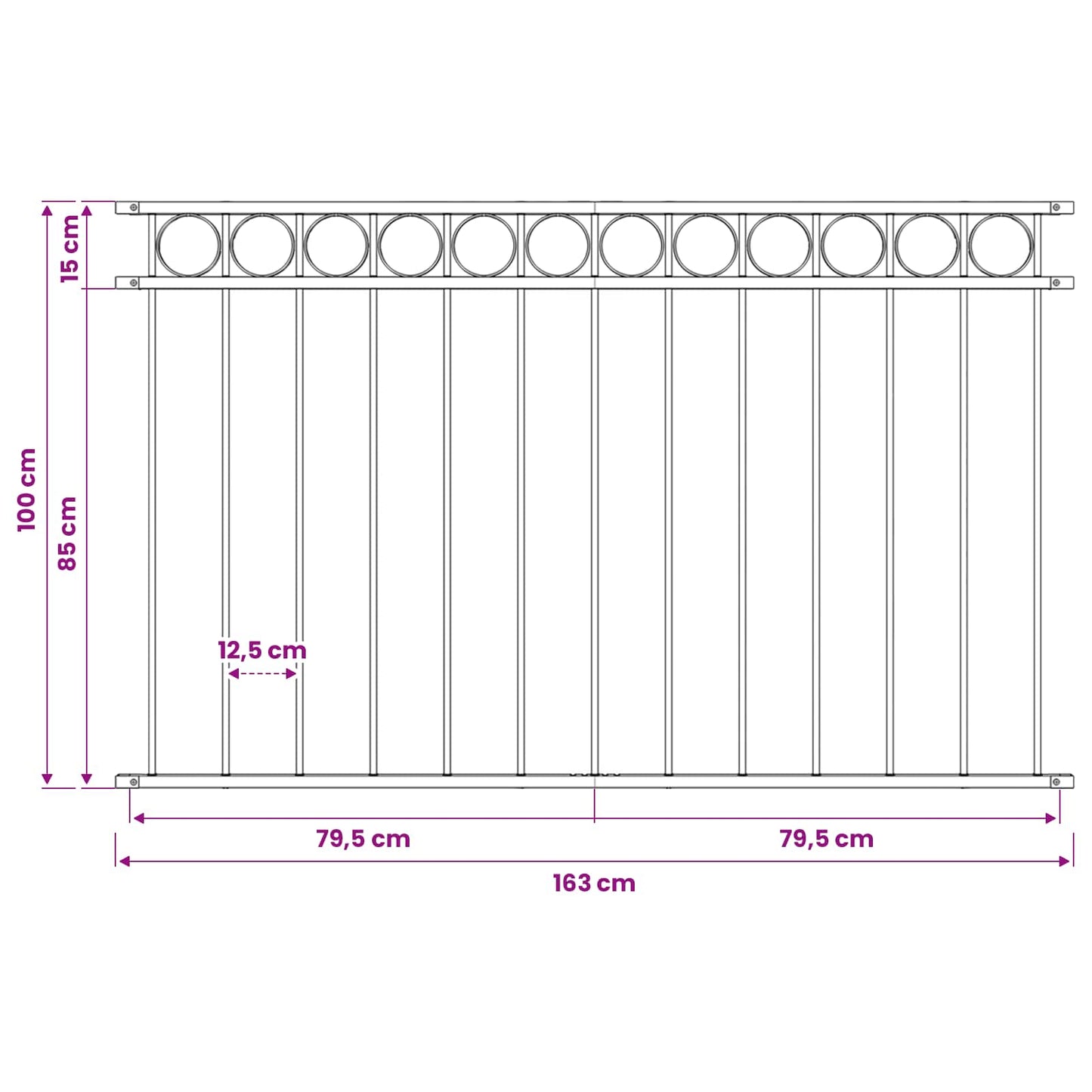 Fence Element ASSEN 170 x 100 cm Steel Grey