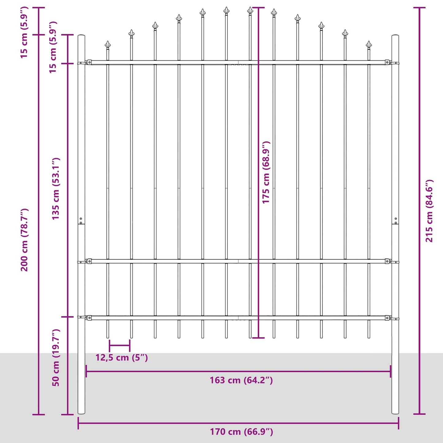Garden Fence Woerden White 170 x 215 cm Powder-Coated Steel