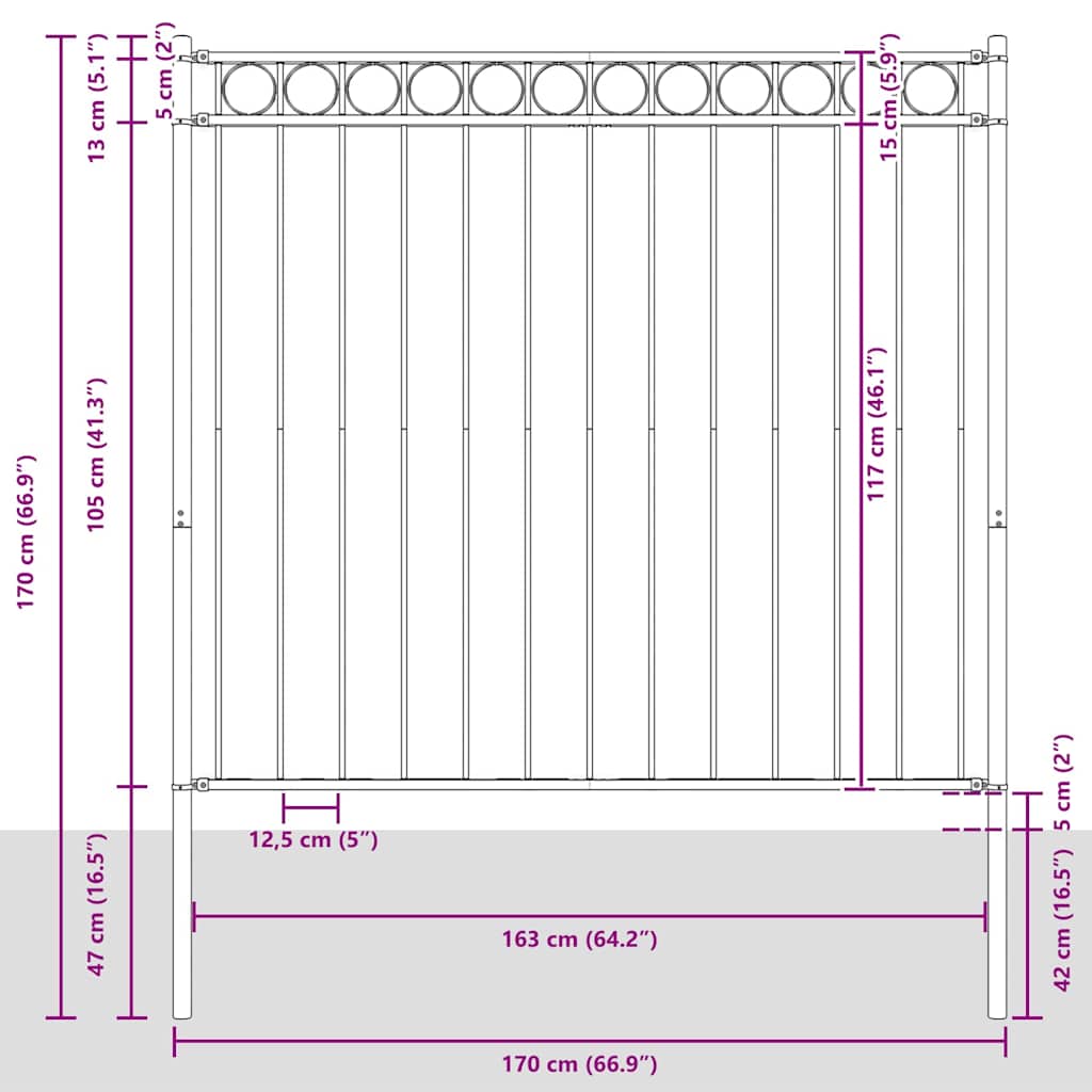 Fence Element ASSEN White 170 x 170 cm Steel