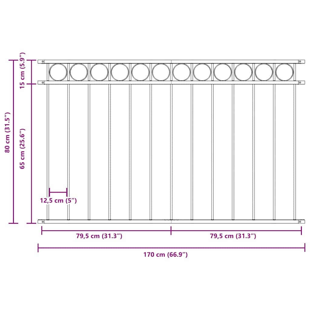 Fence Element ASSEN White 170 x 80 cm Steel