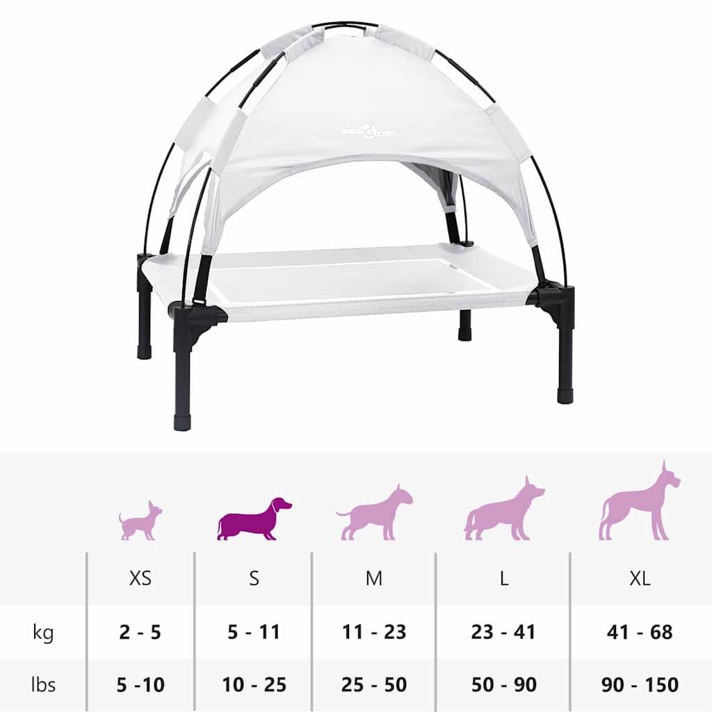 Dog Bed Folding Manual Silver Grey 63 x 49.5 x 60 cm Steel