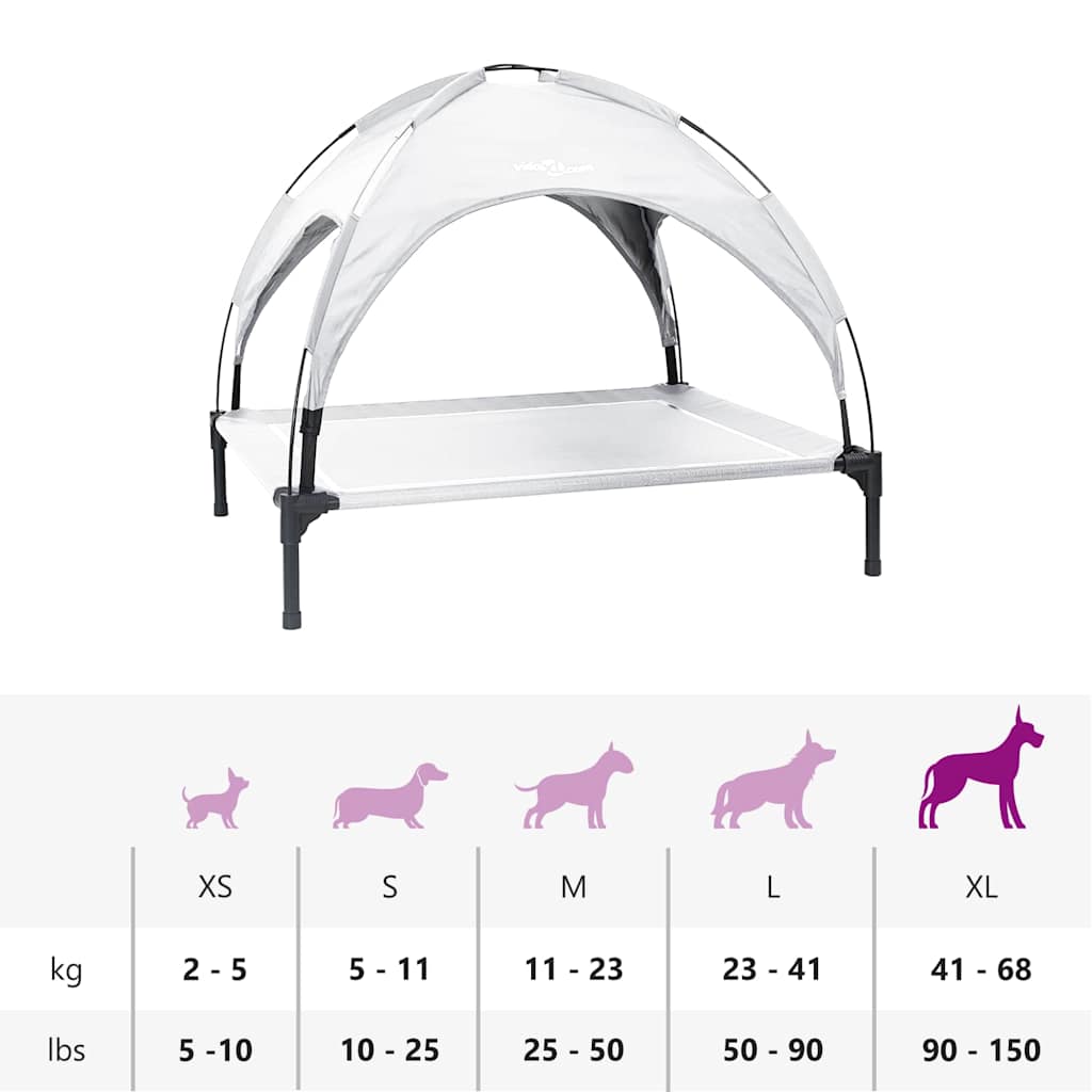 Dog Bed Folding Manual Silver Grey 104 x 86 x 84.5 cm Steel