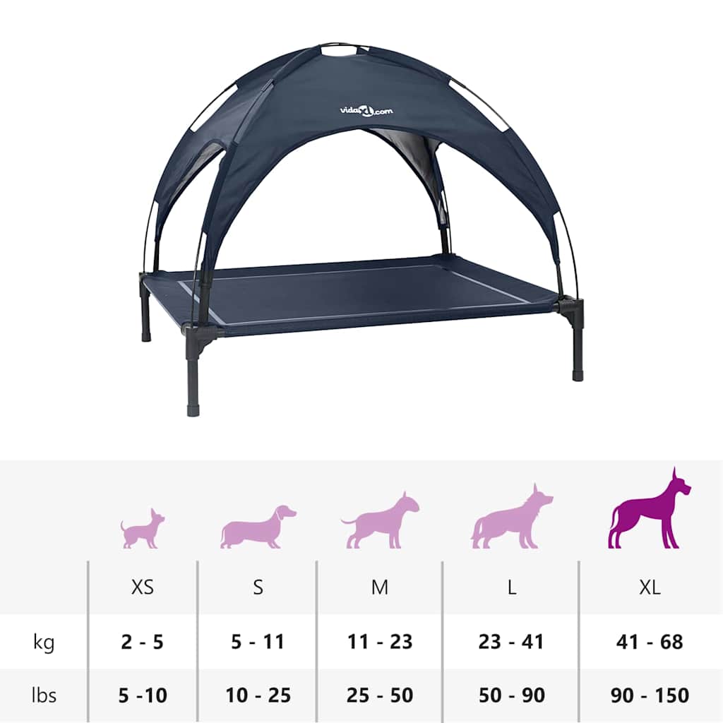 Dog Bed Folding Manual Navy Blue 104 x 86 x 84.5 cm Steel
