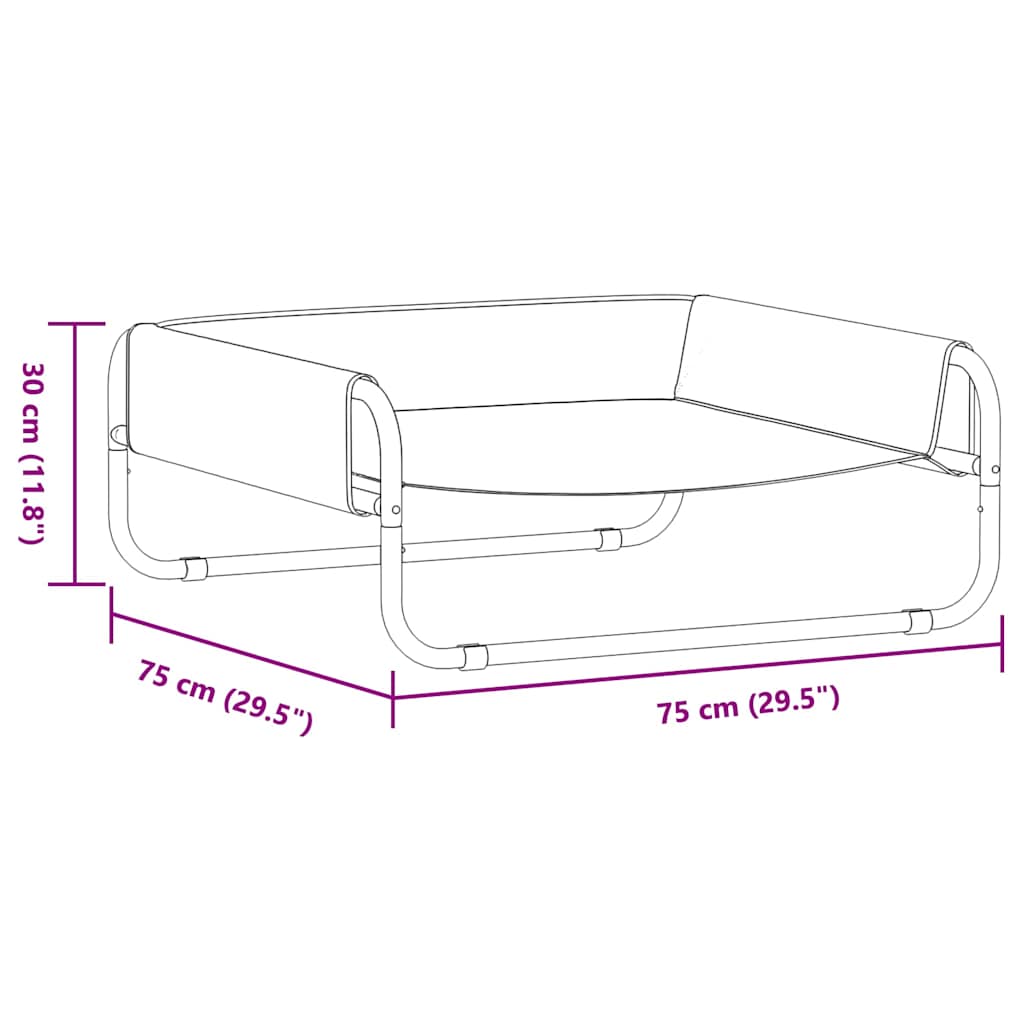 Dog Bed Folding Manual Light Grey 75 x 75 x 30 cm Steel