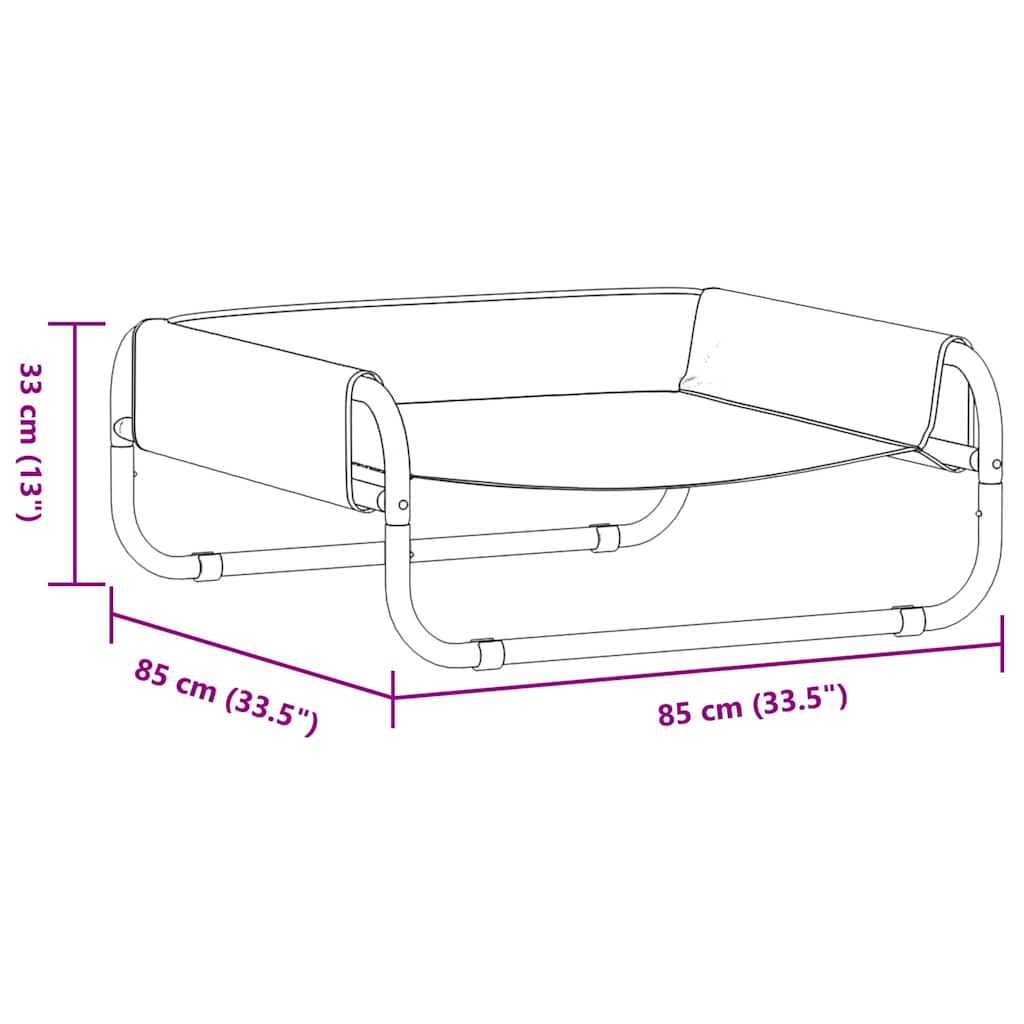 Dog Bed Folding Manual Light Grey 85 x 85 x 33 cm Steel