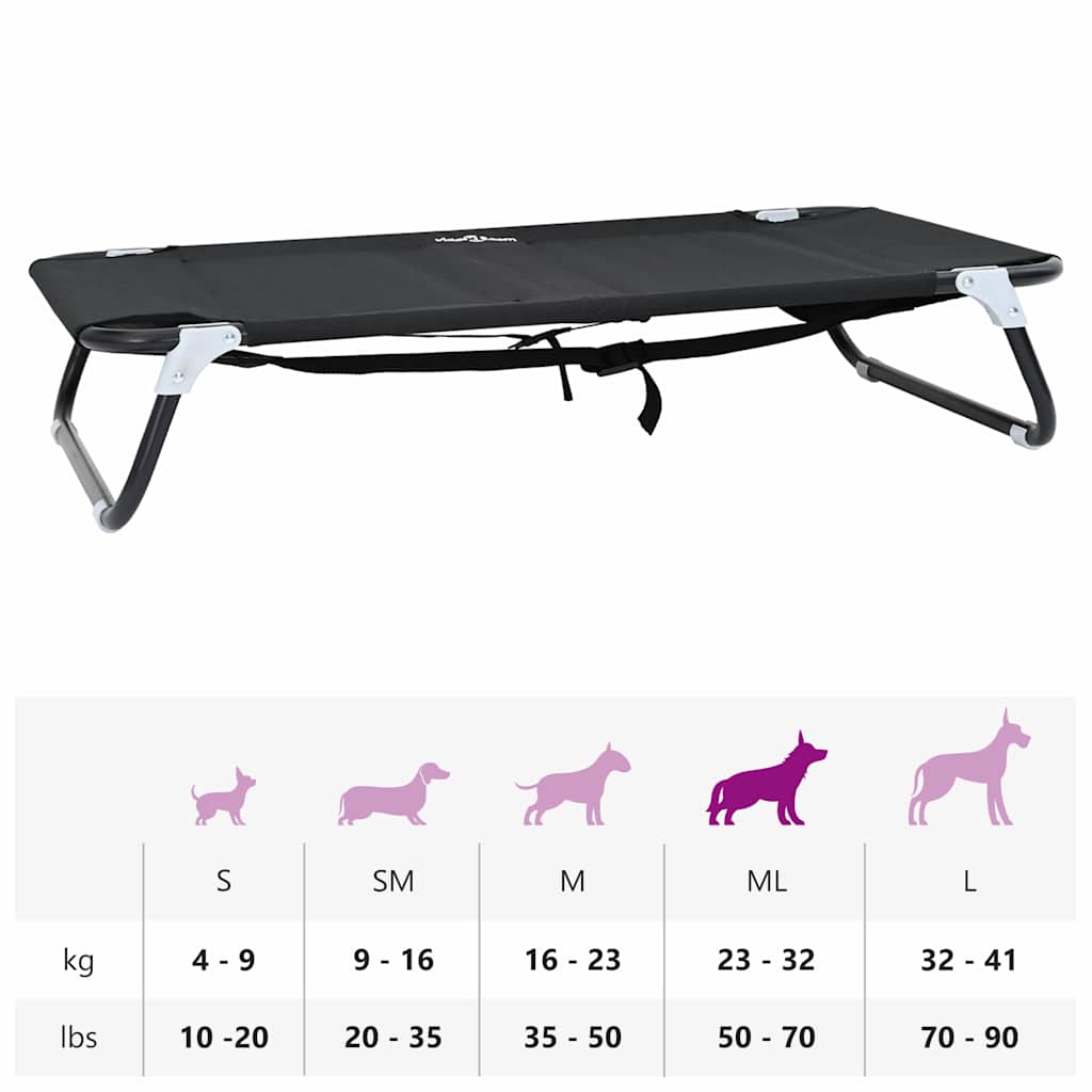 Dog Bed Folding Manual Black 90 x 55 x 18 cm Steel