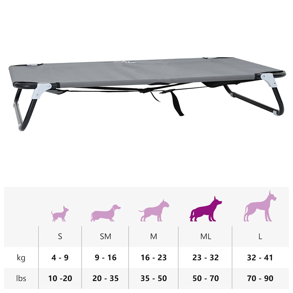 Dog Bed Folding Manual Light Grey 90 x 55 x 18 cm Steel
