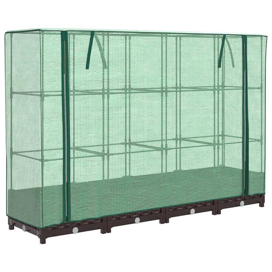 Raised Bed with Greenhouse Cover Rattan Look 160x40x123 cm Raised Bed with Greenhouse Cover Rattan Look 160x40x123 cm
