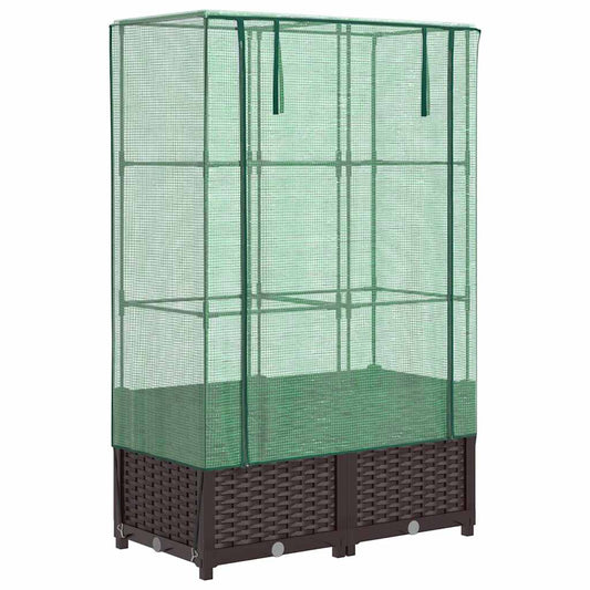 Raised Bed with Greenhouse Cover Rattan Look 80x40x138 cm Raised Bed with Greenhouse Cover Rattan Look 80x40x138 cm