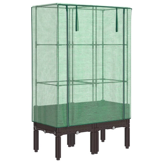 Raised Bed with Greenhouse Cover Rattan Look 80x40x140 cm Raised Bed with Greenhouse Cover Rattan Look 80x40x140 cm