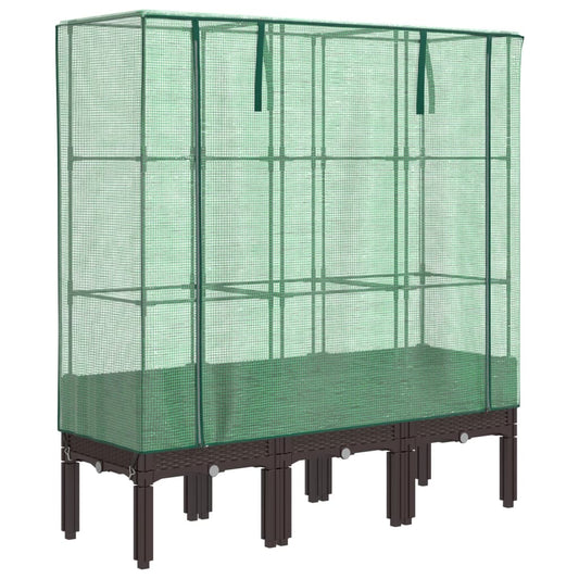 Raised Bed with Greenhouse Cover Rattan Look 120x40x140 cm Raised Bed with Greenhouse Cover Rattan Look 120x40x140 cm