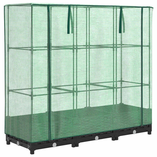 Raised Bed with Greenhouse Cover Rattan Look 120x40x123 cm Raised Bed with Greenhouse Cover Rattan Look 120x40x123 cm