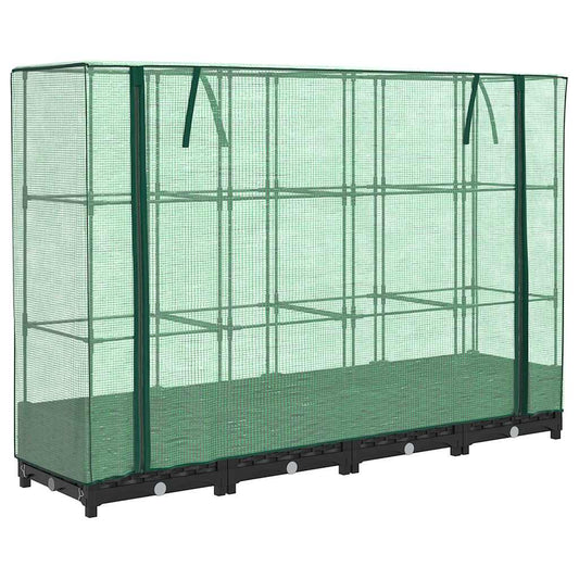 Raised Bed with Greenhouse Cover Rattan Look 160x40x123 cm Raised Bed with Greenhouse Cover Rattan Look 160x40x123 cm