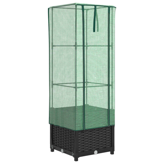 Raised Bed with Greenhouse Cover Rattan Look 40x40x139 cm Raised Bed with Greenhouse Cover Rattan Look 40x40x139 cm